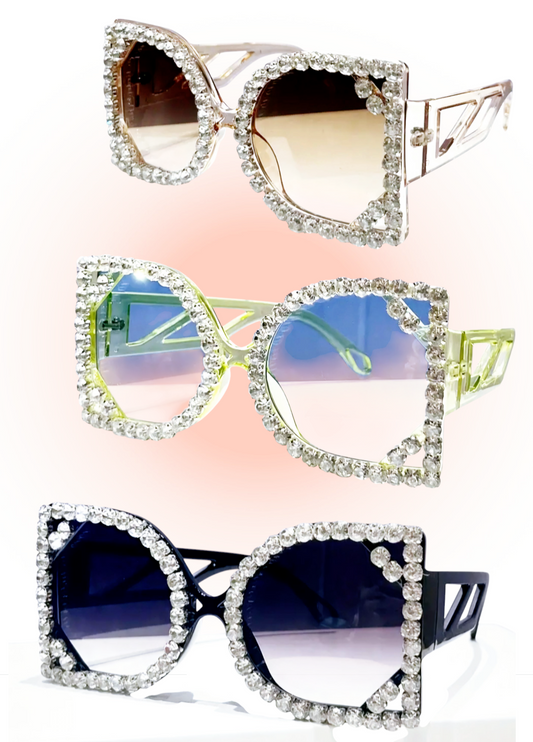 Luxury Square Rhinestone Gradient Shades