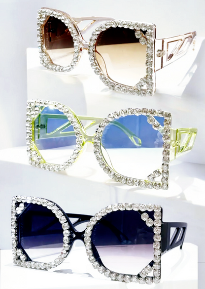 Luxury Square Rhinestone Gradient Shades