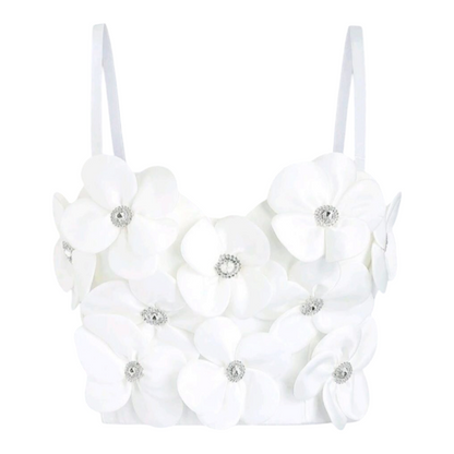 Rhinestone Floral-Boho Crop-Top