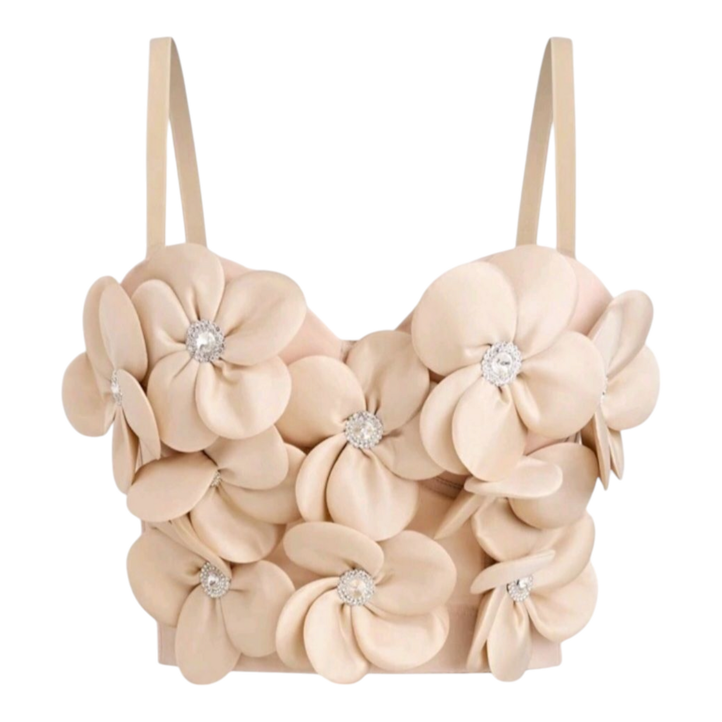 Rhinestone Floral-Boho Crop-Top