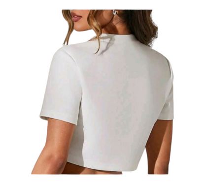 Rhinestone-Slit Crop Top