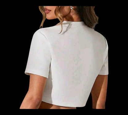 Rhinestone-Slit Crop Top