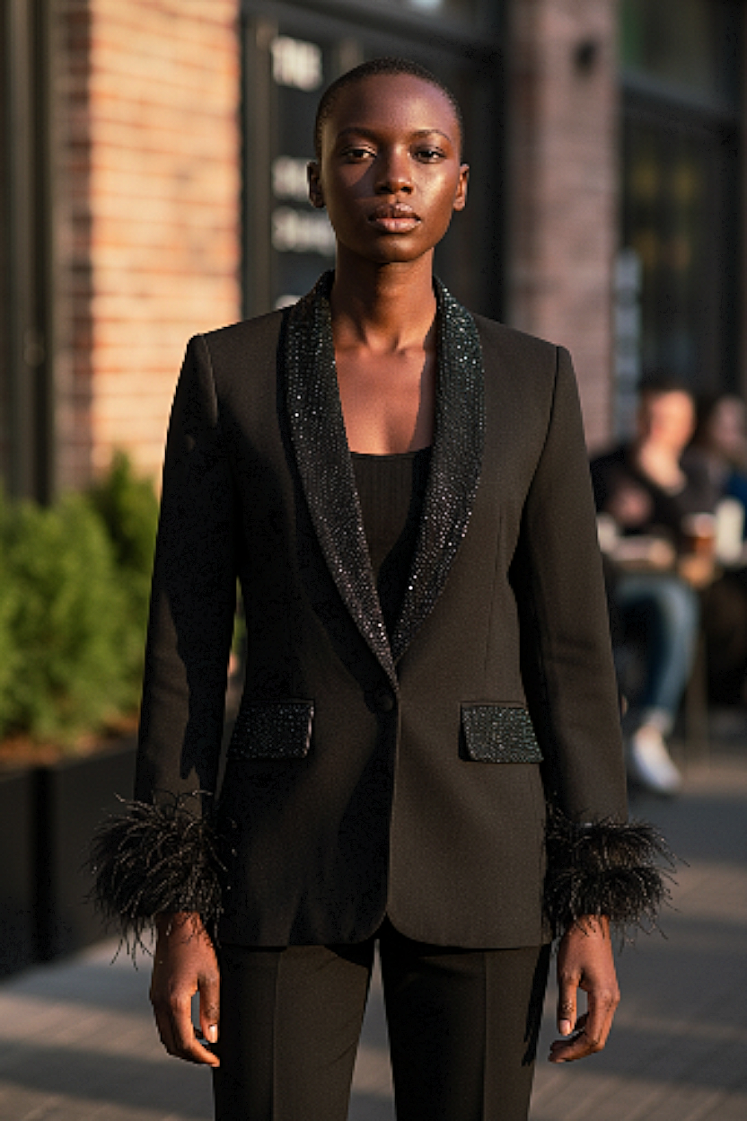 Feathered-Cuff Blazers