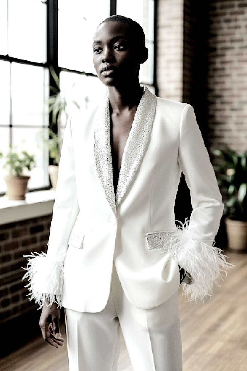 Feathered-Cuff Blazers