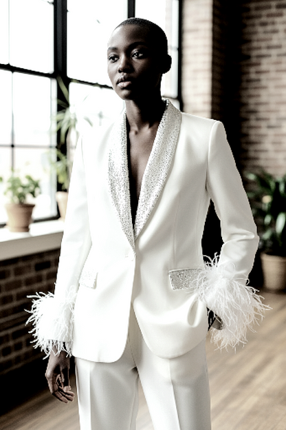 Feathered-Cuff Blazers