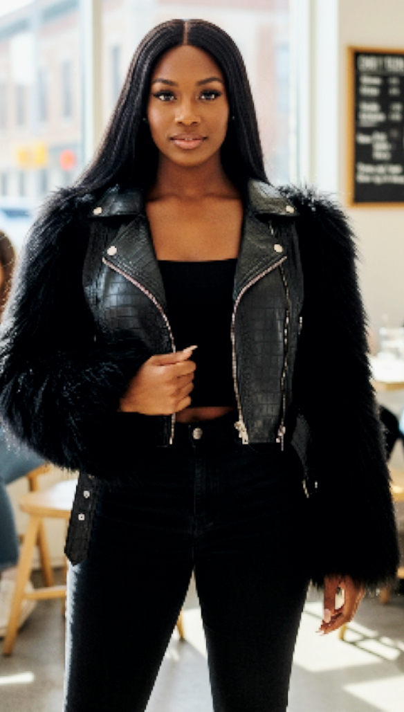 Fur Fluffy Faux Leather Short Jacket