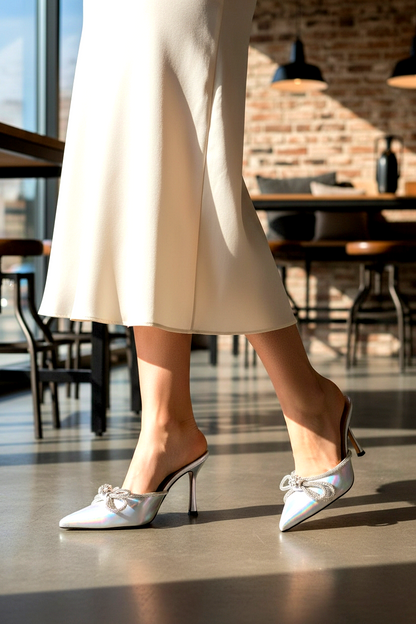 Crystal Embellished Bow-Tie Sandals