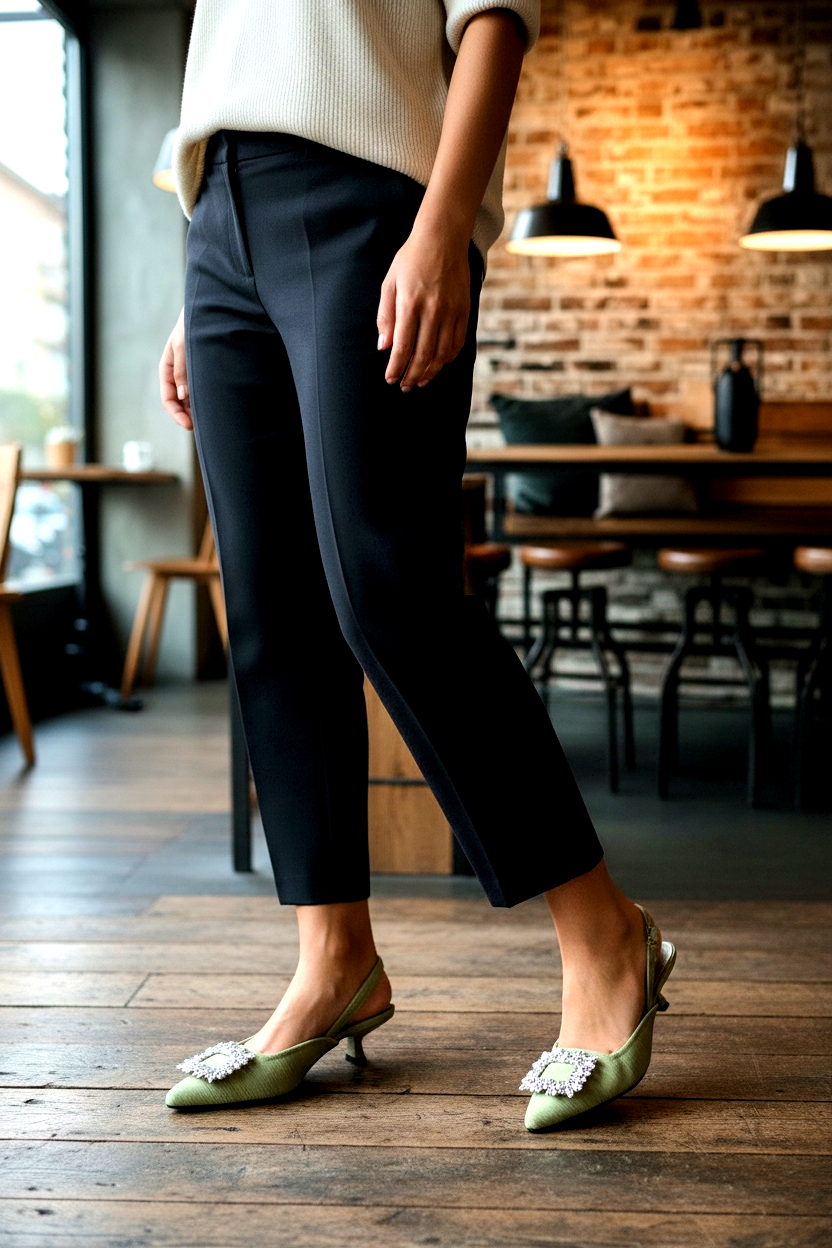 Elegant Sandals W/Crystal Buckle