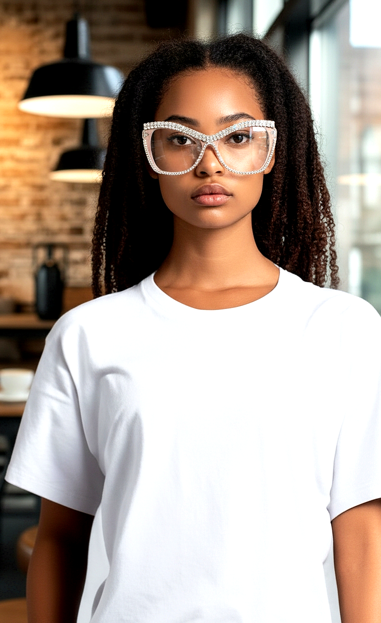 Rhinestone Decorated Cat-EyeGlasses