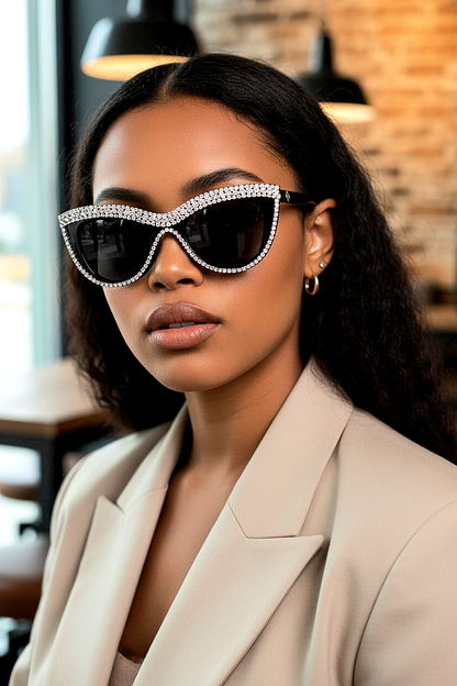 Glamorous Rhinestones Cat-Eye Glasses
