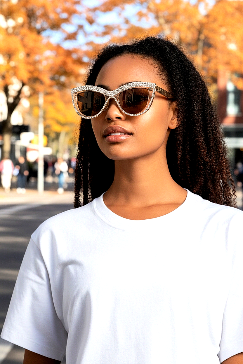 Glamorous Rhinestones Cat-Eye Glasses
