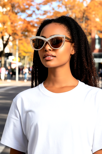 Glamorous Rhinestones Cat-Eye Glasses