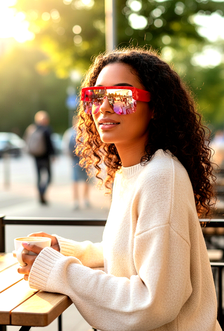 Oversized Flat-Top Shield Eyeglasses