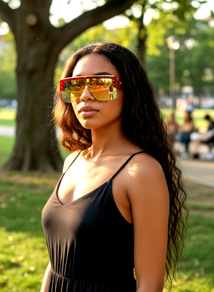 Oversized Flat-Top Shield Eyeglasses