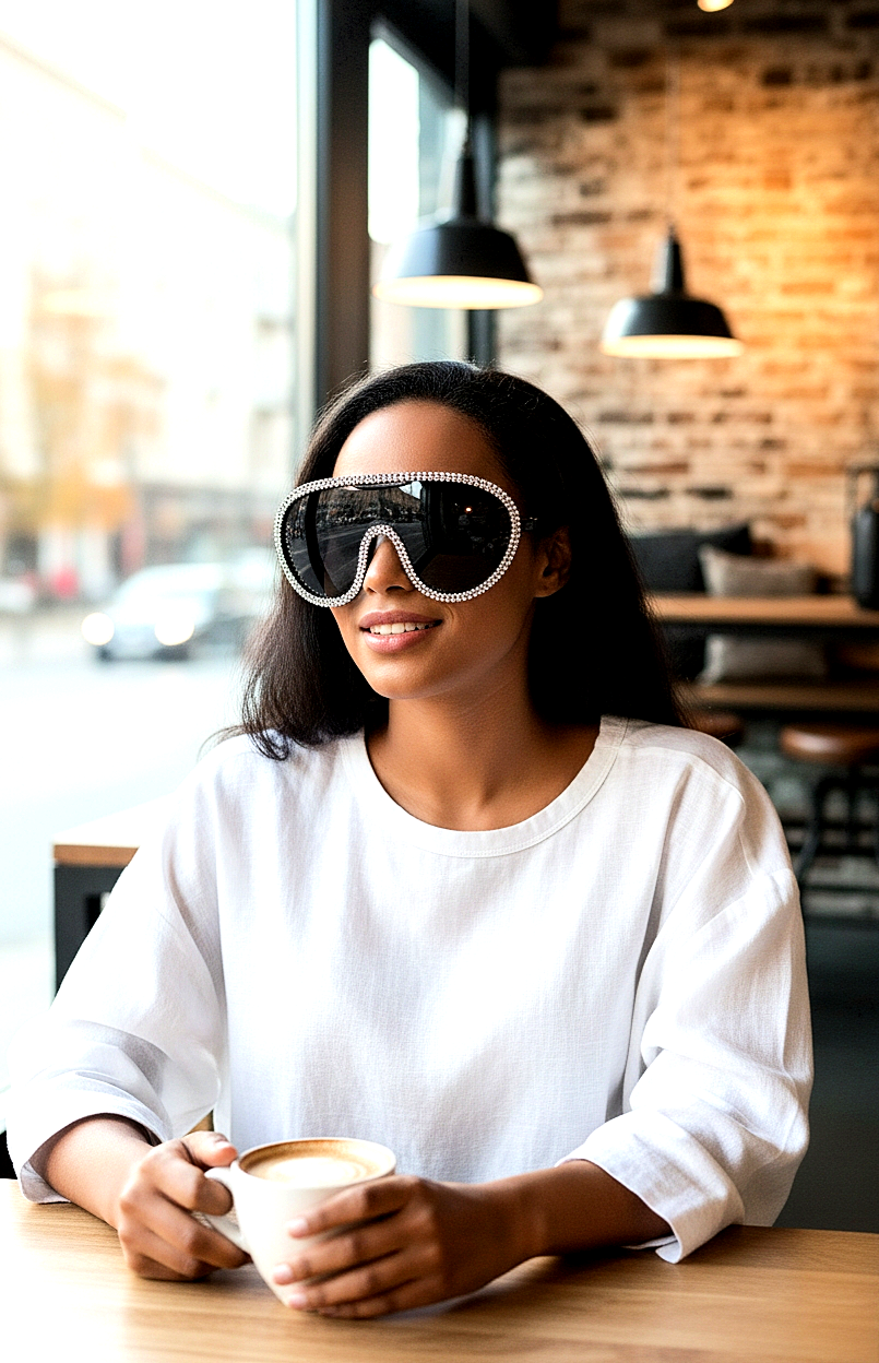 Oversized Rhinetones Goggle-Style Aviator Sunglasses