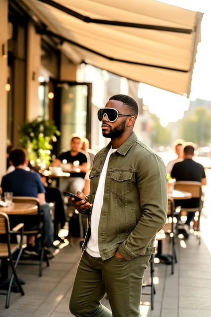 Oversized Rhinetones Goggle-Style Aviator Sunglasses