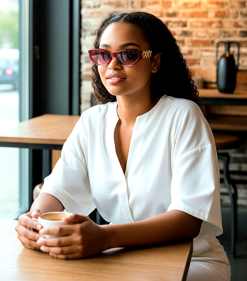 Small Triangular Frame Cat-Eye Sunglasses