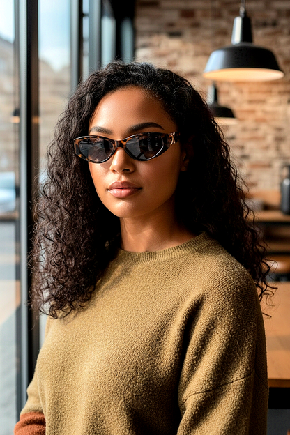 Small Triangular Frame Cat-Eye Sunglasses