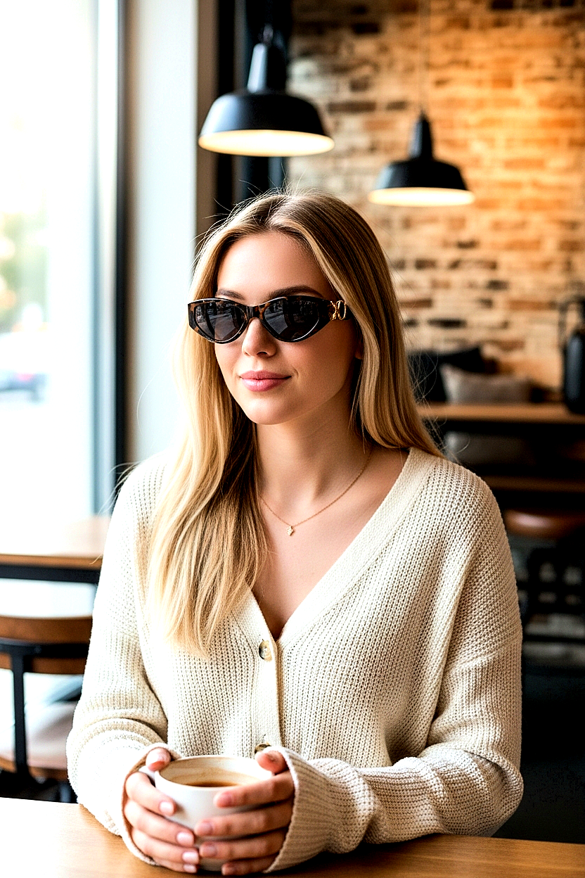 Small Triangular Frame Cat-Eye Sunglasses