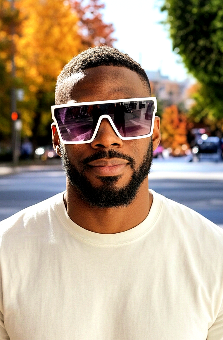 Oversized Flat-Top Square Acetate Gradient Lens Sunglasses