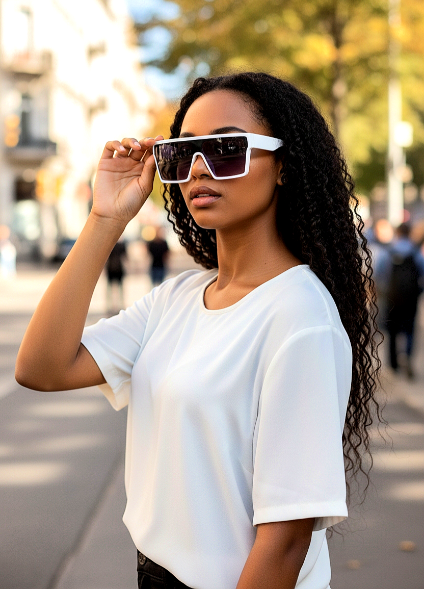 Oversized Flat-Top Square Acetate Gradient Lens Sunglasses