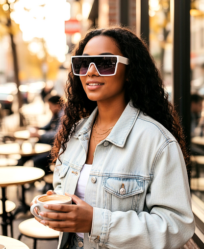 Oversized Flat-Top Square Acetate Gradient Lens Sunglasses