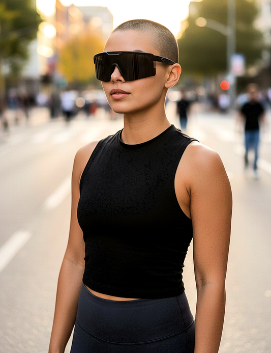 Futuristic Bold Oversized Black Sunglasses