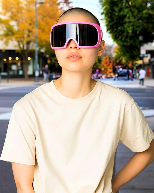 Oversized Bold Futuristic Wrap-Around Frames Sunglasses