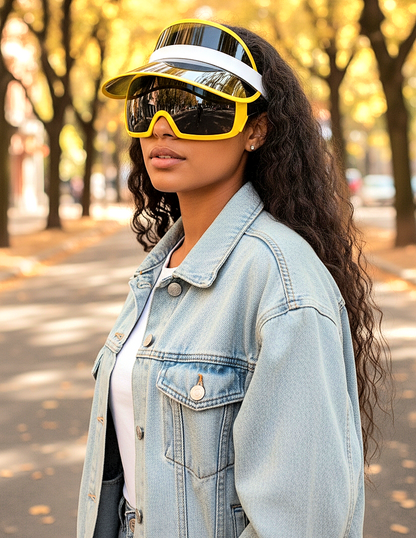Oversized Bold Futuristic Wrap-Around Frames Sunglasses