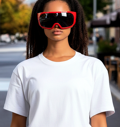 Oversized Bold Futuristic Wrap-Around Frames Sunglasses