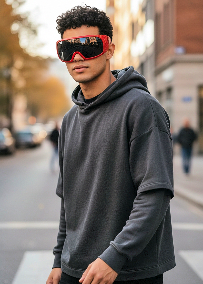 Oversized Bold Futuristic Wrap-Around Frames Sunglasses