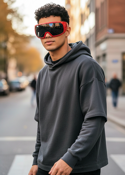 Oversized Bold Futuristic Wrap-Around Frames Sunglasses