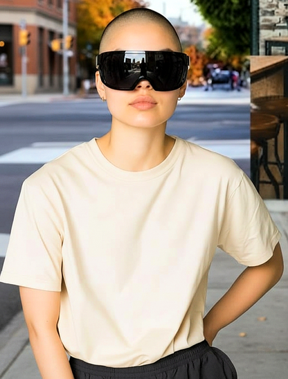 Oversized Bold Futuristic Wrap-Around Frames Sunglasses