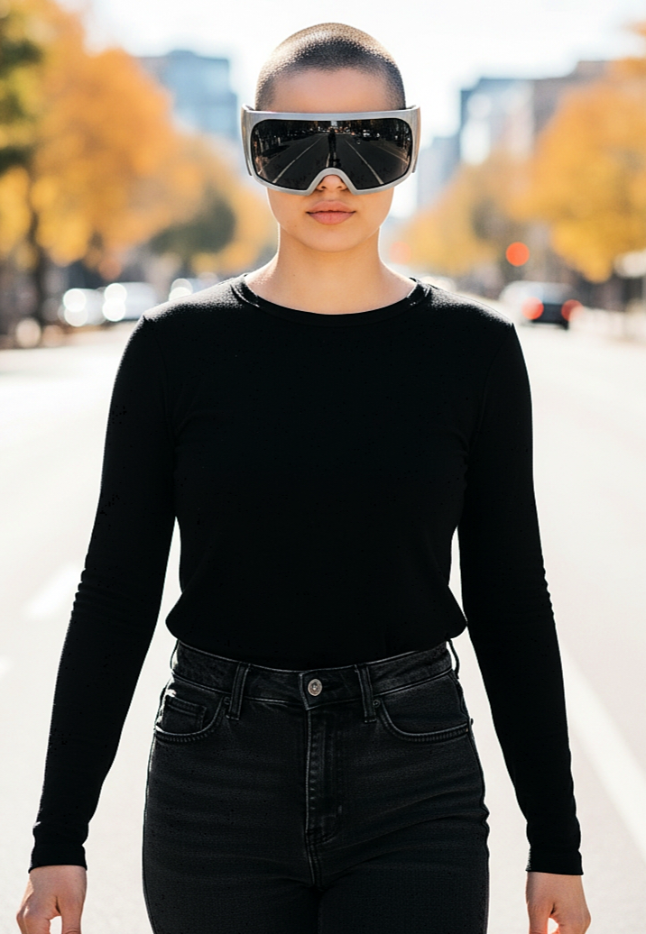 Oversized Bold Futuristic Wrap-Around Frames Sunglasses