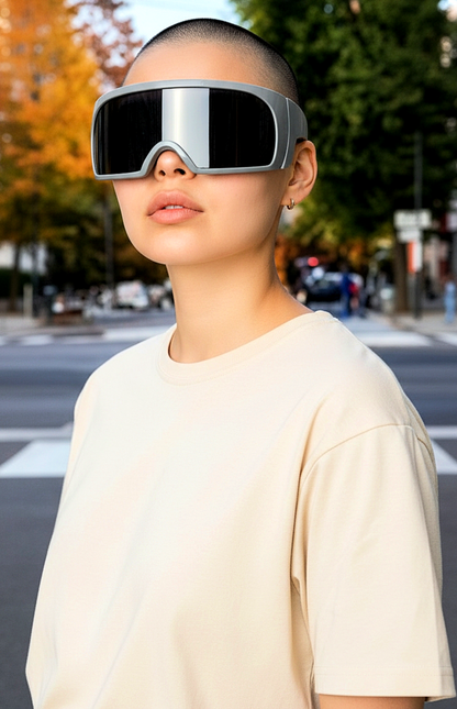 Oversized Bold Futuristic Wrap-Around Frames Sunglasses