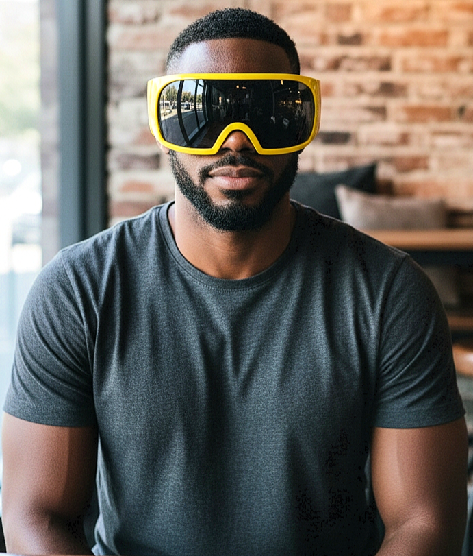 Oversized Bold Futuristic Wrap-Around Frames Sunglasses