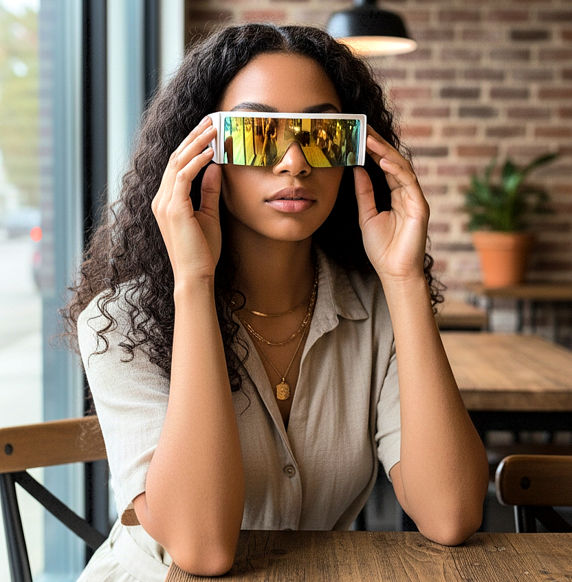 Oversized Flat-Top Futuristic Shield Sunglasses