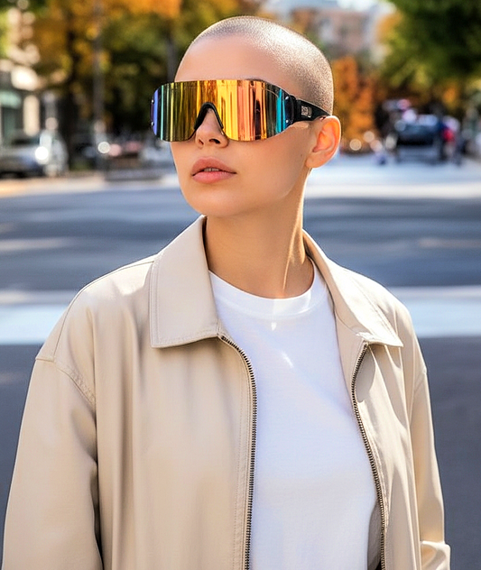 Sporty Wrap-Around Reflective Multicolored  Sunglasses