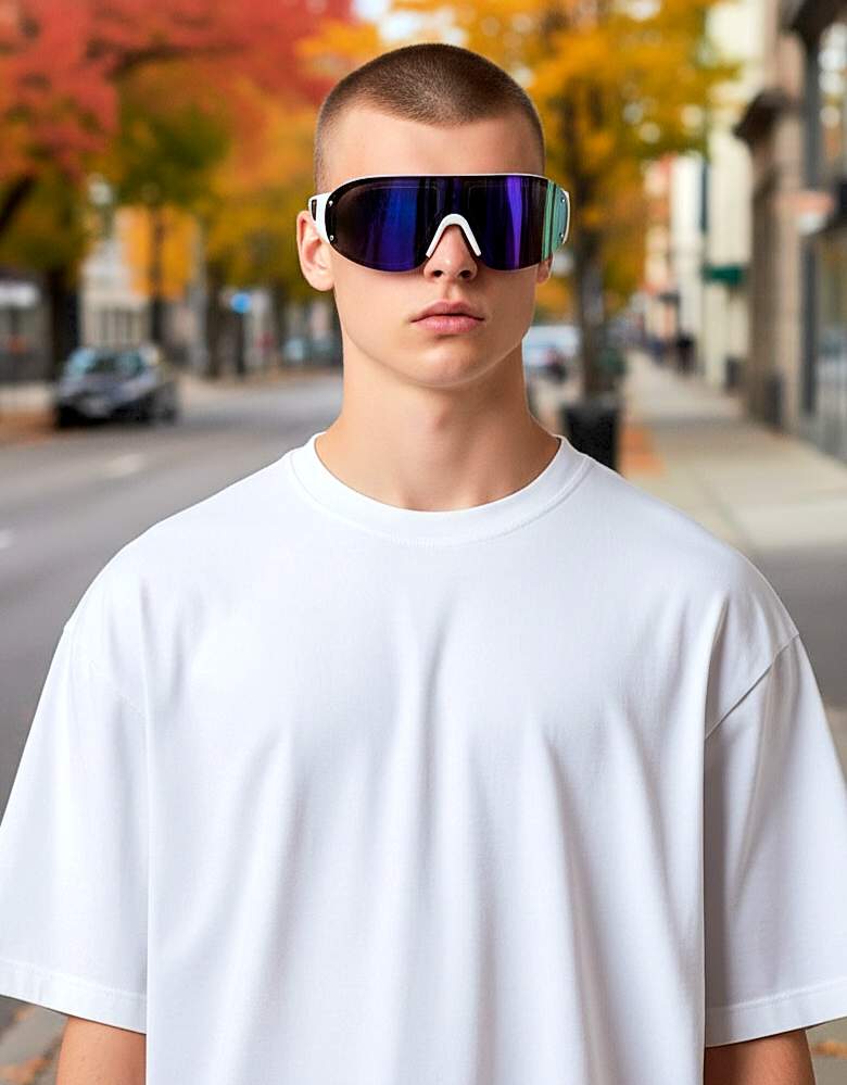 Sporty Wrap-Around Reflective Multicolored  Sunglasses