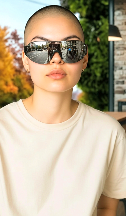 Sporty Wrap-Around Reflective Multicolored  Sunglasses