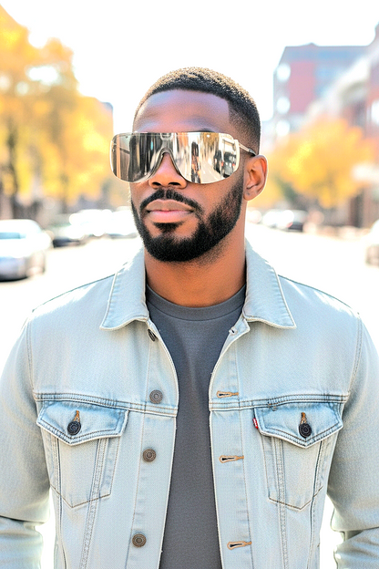 Futuristic Rimless Mirrored Lens Sunglasses
