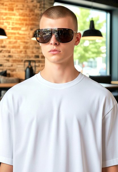 Futuristic Rimless Mirrored Lens Sunglasses