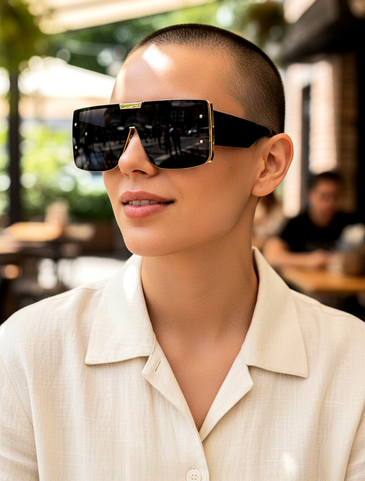 Luxury Retro Squared Gold-Tone Sunglasses