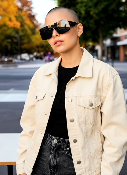 Luxury Retro Squared Gold-Tone Sunglasses