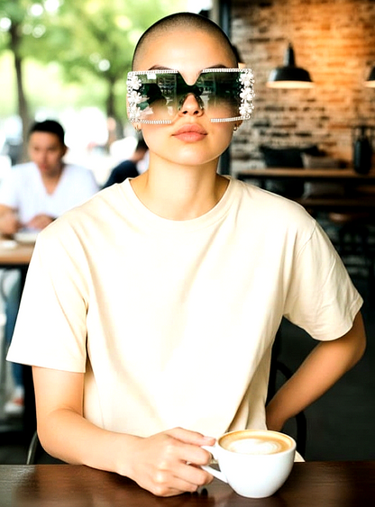 Square Elegant Floral Rimless Shades