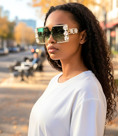 Square Elegant Floral Rimless Shades