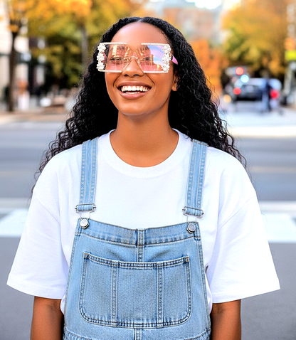 Square Elegant Floral Rimless Shades