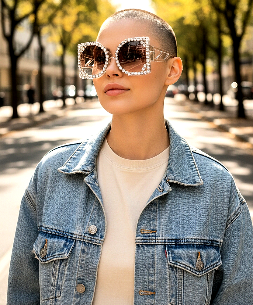 Oversized Luxury Square Rhinestone Gradient Shades