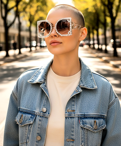 Oversized Luxury Square Rhinestone Gradient Shades
