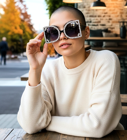 Oversized Luxury Square Rhinestone Gradient Shades